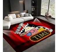 Classic Red Movie Area Rug, 180x230cm, Home Theater Cinema Art Tickets Popcorn Movie Night Decorations Rugs, Soft Fade Resistant Vintage Decor Carpet for TV Room Playroom Foyer