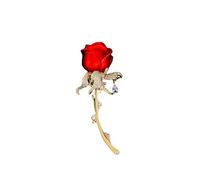 Classic Red Rose Alloy Lapel Pin - Elegant Diamond Rose Brooch for Woman's Costume Decoration & Office Jewelry Gift