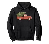 Classic Red Truck Christmas Tree Xmas Lights Farmhouse Pullover Hoodie