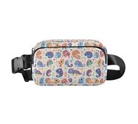 Classic Reggae Color Music Men Women Stylish Fanny Waist Pack for Travel Vacation Running, Colorful Pattern with Cute Chameleons, One Size