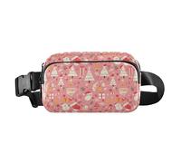Classic Reggae Color Music Men Women Stylish Fanny Waist Pack for Travel Vacation Running, Cute Cartoon Character and Christmas Elements Pink, One Size