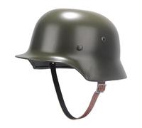 Classic Replica WW2 German Army M35 Steel Helmet, Ww1 Helmet with Leather Liner and Leather Chin Strap, for Airsoft Outdoor Hunting(Army green)