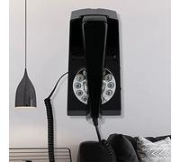 Classic Retro Home Landline Telephone, Wall-Mounted Desk-Top Dual-Purpose Corded Phone, Push Button Dialling Old Telephone,Beige