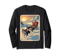 Classic Retro Husky Sled Team Christmas - Santa Long Sleeve T-Shirt
