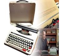 Classic Retro Manual Typewriter - Portable Word Processor with Twin Spool Black Red Ribbon for Writers