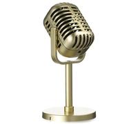 Classic Retro Microphone Prop Halloween Vintage Style Microphone Model with Stand Antique Microphone Decor Fake Microphone Speech Party Toy for Rocker Look Christmas Costume Parties (Vintage Gold)