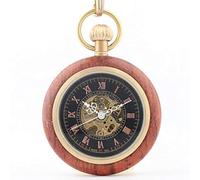 Classic Retro Simple Coverless Rome Scale Mechanical Pocket Watch Antique Table Copper Wood Grain Nostalgia Decorate Gift for Father Pocket Watch