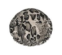 Classic Reusable Snake Leather Shower Cap For Women, Double Waterproof Layer Shower Cap, Hair Care Essential