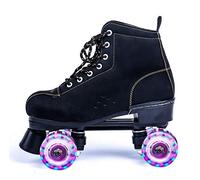 Classic Roller Skates Artistic, Quad Roller Skates, Roller Boots with PU Light Up Wheel Cowhide Upper Material, for Girls Boys, Men And Womens, Adult,Flash,UK 7/EU 40