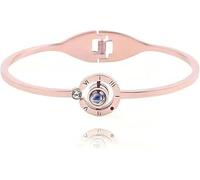 Classic Roman Numerals Bracelet Bangle 'Dich ich Liebe' 100 Languages Engraving, Love Necklace for Girlfriend, Gifts for Women, Mother's Day, Valentine's Day, Christmas Day, Mittelgroße, Mittelgroße