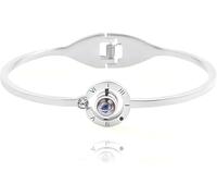 Classic Roman Numerals Bracelet Bangle 'Dich ich Liebe' 100 Languages Engraving, Love Necklace for Girlfriend, Gifts for Women, Mother's Day, Valentine's Day, Christmas Day, Mittelgroße, (silver)