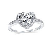 Classic Romantic AAA CZ Solitaire Heart Shaped Engagement Ring For Women Thin Pave Cubic Zirconia Band Promise Ring .925 Sterling Silver
