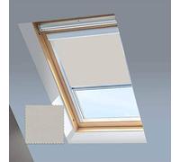 Classic Roof Blinds for Keylite Roof Windows - Blackout Blind - Stone -Silver Aluminium Frame (P01F (Visible Glass Size 370 X 1187))