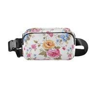 Classic Rose Pattern Colorful Cute Crossbody Bag Waist Packs for Women Men Teenagers Large Capacity Zipper Fanny Pack Sling Bag with Adjustable Strap for Travel Gym Work, Classic Rose Pattern