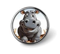Classic Round Badge Cartoon Hippo Button Pins Durable Fashionable Accessories Personalized Badges Bag Backpack Hat Decor