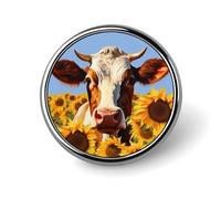 Classic Round Badge Painting Sunflower Cow Button Pins Durable Fashionable Accessories Personalized Badges Bag Backpack Hat Decor