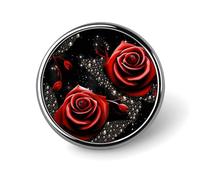 Classic Round Badge Red Roses And Stars Button Pins Durable Fashionable Lapel Pin Gifts Accessories Personalized Badges Bag Backpack Hat Decor