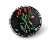 Classic Round Badge Tulips with Bows Button Pins Durable Fashionable Accessories Personalized Badges Bag Backpack Hat Decor