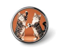 Classic Round Badge Two Cats Dancing Button Pins Durable Fashionable Accessories Personalized Badges Bag Backpack Hat Decor