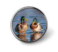 Classic Round Badge Two Mallard Ducks Button Pins Durable Fashionable Accessories Personalized Badges Bag Backpack Hat Decor