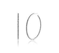 Classic Round Marcasite Large Hoop Earrings in 925 Sterling Silver