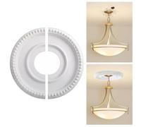 Classic Round Pu Decorative Ceiling Cover Plate For Upgrading Interiors, Round Ceiling Fan Chandelier Medallion Cover, For Light Fixtures Ceiling Light Trim, 315mm OD X 100mm ID, White