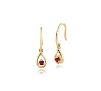 Classic Round Ruby Drop Earrings in 9ct Yellow Gold
