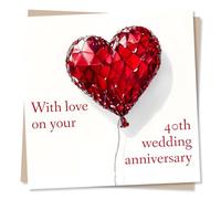 Classic Ruby Wedding Card For Loved One - With Love On Your 40th Wedding Anniversary - For Friend, Relative