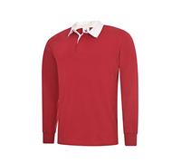 Uneek UC402 Classic Rugby Shirt 280GSM Red L Colour: Red, Size: L L