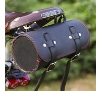 Classic Saddle / Handlebar Roll Bag Real Leather BLACK / RED For Bike Tools ROL-BL-RED
