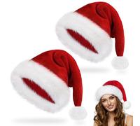 Classic Santa Claus Hat for Adults - Unisex Xmas Holiday Headwear for Christmas & New Year Parties