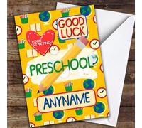 Classic School Love Starting Preschool Personalised Good Luck Card - Personalised Good Luck Card, Sending Luck, Custom Good Luck Card