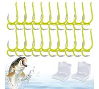 Classic Sharp Double Fishing Hooks, Semi-Circular Bend for Higher Hook Rate & Less Fish Injury, Ultra Sharp Tip, Dual Anti-Slip Points, Corrosion Resistant for Sea Fishing (Yellow-50pc,NO.5)