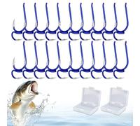 Classic Sharp Double Fishing Hooks, Semi-Circular Bend for Higher Hook Rate & Less Fish Injury, Ultra Sharp Tip, Dual Anti-Slip Points, Corrosion Resistant for Sea Fishing (Blue-50pc,NO.6)