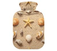 Classic Shell Orange Hot Water Bottles with Soft Velvet Cover Warm Water Heat Bottles for Menstrual Cramps Pain Relief