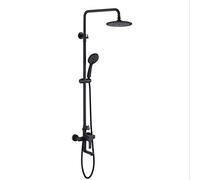 Classic Shower Set The Stainless Steel 9 Inch Round Brass Rain Shower Head 3 Function Shower Black Paint Composition Set 1.5 M ABS Shower Hose Spray Thermostatic Bathtub Show,
