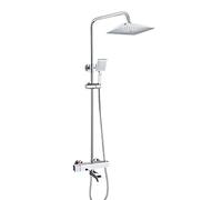 Classic Shower Set Thermostatic Chrome-Plated Height Adjustable Shower Set with Brass Shower Faucet Stainless Steel Body ABS Shower Head Hand-held Shower Shower Hose Thermost,