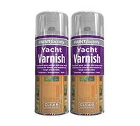 Classic Signature - 2 x All Purpose Yacht Aerosol Varnish 250ml / Pair of Disposable Gloves, Professional Finish Spray, Wood Colour Paint, Long Lasting Protection