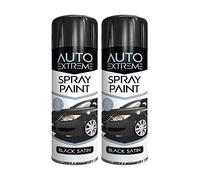 Classic Signature - 2 x Auto Extreme Black Satin Spray Paint 250ml Professional Quality, Perfect Finish for Cars, Bikes,Vans, Metal, Wood