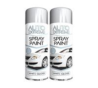Classic Signature - 2 x Auto Extreme White Gloss Spray Paint 250ml Professional Quality, Perfect Finish for Cars, Bikes,Vans, Metal, Wood