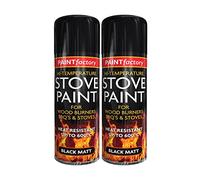 Classic Signature: - 2 x Black High Temperature Spray Paint 400ml, Stove Up To 600°C, Engine Exhaust Adhesion, Heat Resistant Wood Burners, BBQ Grill