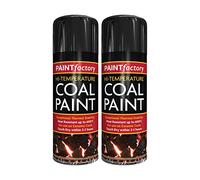Classic Signature: - 2 x Coal High Temperature Spray Paint 400ml, Stove Up To 600°C, Engine Exhaust Adhesion, Heat Resistant Wood Burners, BBQ Grill