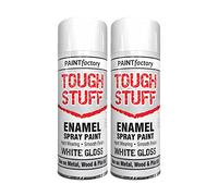 Classic Signature - 2 x Enamel White Gloss Spray Paint 400ml Tough Stuff Hard Wearing Smooth Aerosol for Metal Wood and Plastic