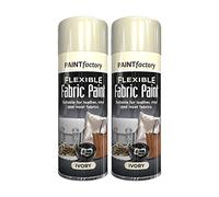 Classic Signature 2 x Flexible Fabric Ivory 200ml /1x Pair of Disposable Gloves, Spray Paint Leather Vinyl Textile Clothes Fast Drying by Swiss Signature