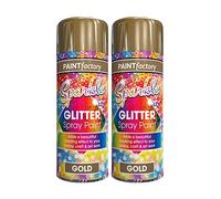 Classic Signature - 2 x Glitter Gold Spray Paint 200ml Dazzling Effect to Your Hobby Craft & Art Work