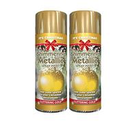 Classic Signature - 2 x Glitter Metallic Christmas Gold Spray Paint 200ml Decorative, Creative, Dazzling Effect to Your Hobby Art and Craft Use