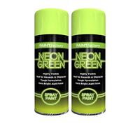 Classic Signature - 2 x Green Neon Spray Paint 400ml Fluorescent Bright Aerosol Extra Bright Graffiti (Banksey) Paint Assorted Colour
