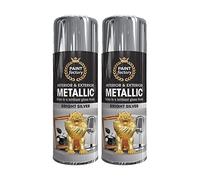Classic Signature - 2 x Metallic Bright Silver Spray Paint 400ml Multi-Purpose Use, Spray for Metal and Wooden Furniture, Ornaments, Decorative Items and Much More for Interior & Exterior