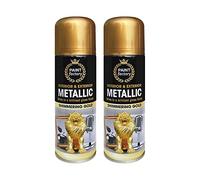 Classic Signature - 2 x Metallic Shimmering Gold Spray Paint 200ml - Multi-Purpose Use, Spray for Metal and Wooden Furniture, Ornaments, Decorative Items and Much More for Interior & Exterior