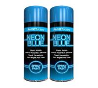 Classic Signature - 2 x Neon Blue 200ML, Spray Paint Aerosol Fluorescent Bright Graffiti (Banksey) Matt Finish